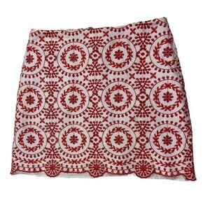 Ann Taylor LOFT Embroidered Colorful Mini Skirt Fully Lined Size 4 Petite Preppy